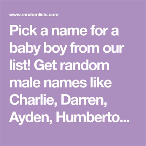 Pick A Name For A Baby Boy From Our List Get Random Male Names Like