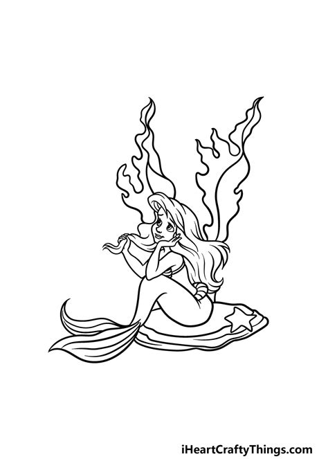 Pencil Drawings Of Ariel The Little Mermaid On A Rock