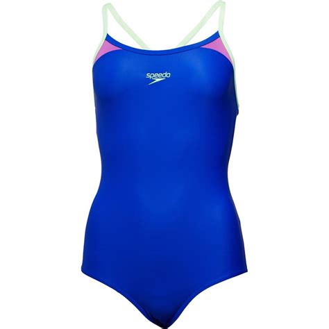 Buy Speedo Womens Endurance10 Splice Thinstrap Racerback Swimsuit Blue
