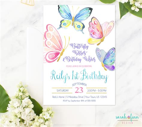 Butterfly Invitation Butterfly Birthday Party Birthday Etsy