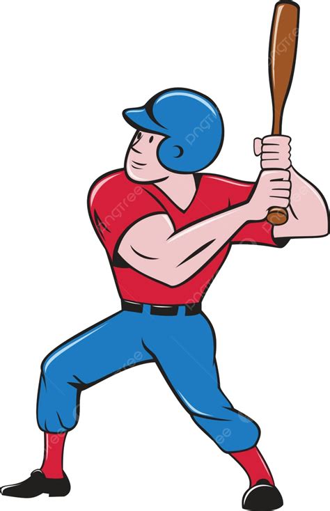 Baseball Player Batting Isolated Cartoon Hitter Artwork Bat Vector