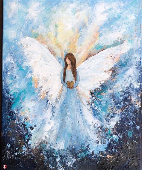 Original Angel Painting Angel Painting On Canvas Guardian Angel Art