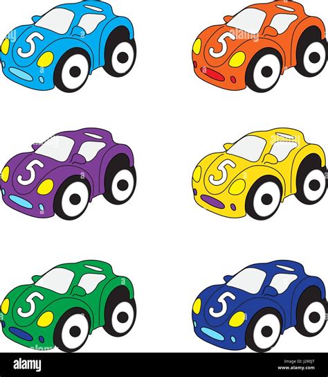 Los Niños Coches Caricatura Coches Juguetes Ilustración Vectorial