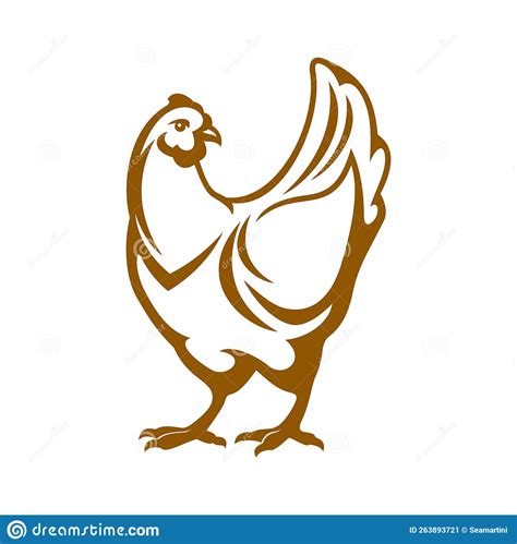 Chicken Farm Icon Hen And Poultry Meat Butchery Stock Illustration