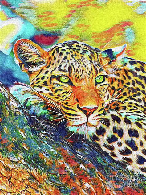 Leopard Portrait Digital Art By Zedi Fine Art America