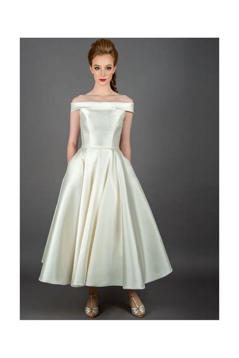 Loulou Bridal Callie Vintage Mikado Tea Length Wedding Dress Short