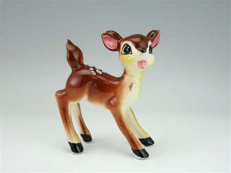 Vintage Ceramic Bambi Figurine Standing Bambi Figure Anthropomorphic