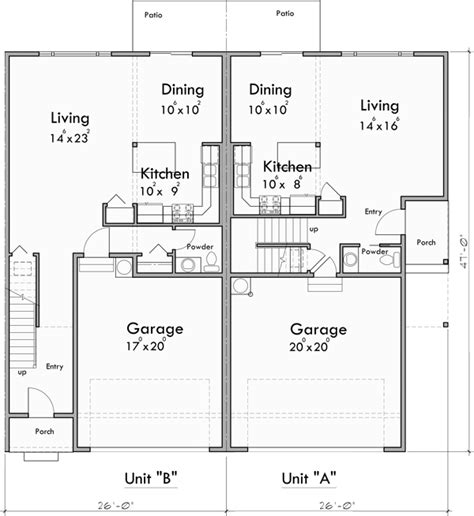 Modern 2 Story Town House Plan With 4 Two Car Garages Town House Floor