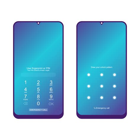 Unlock Smartphone Device With Pin And Pattern Screen Lock Set Of Mobile Phone Screen Lock