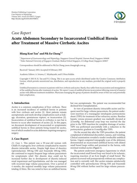 Pdf Case Report Acute Abdomen Secondary To Incarcerated Downloads Hindawi Com Journals