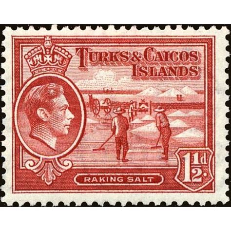 Turks Caicos Kgvi D Scarlet Mounted Mint Mm Sg Stamp