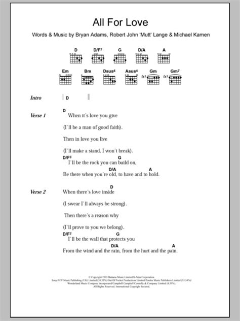 Resultados da busca para baixar musicas mp3 gratis no baixaki. All For Love Sheet Music | Bryan Adams | Guitar Chords/Lyrics