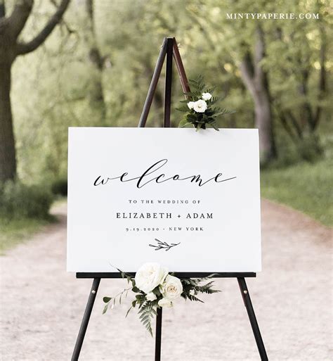 Minimalist Welcome Sign Printable Classic Modern Wedding Or Etsy