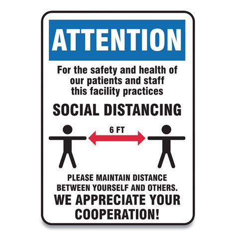 Social Distance Signs 10x7 Patients And Staff Social Distancing