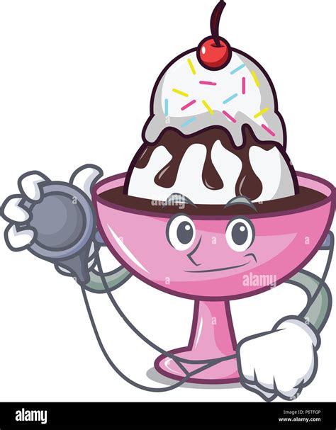 Doctor Ice Cream Sundae Character Cartoon Stock Vector Image And Art Alamy