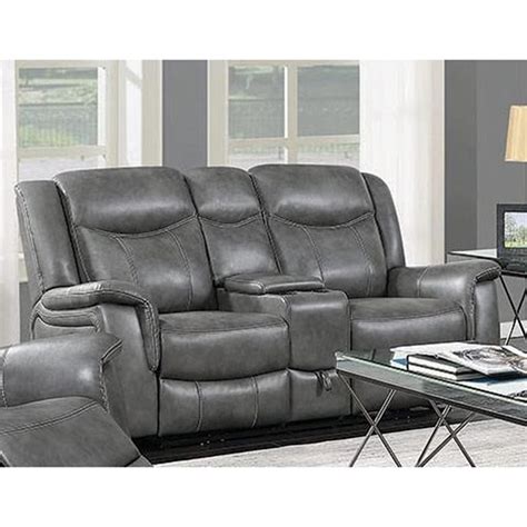 Coaster Conrad Faux Leather Power Reclining Loveseat In Cool Gray