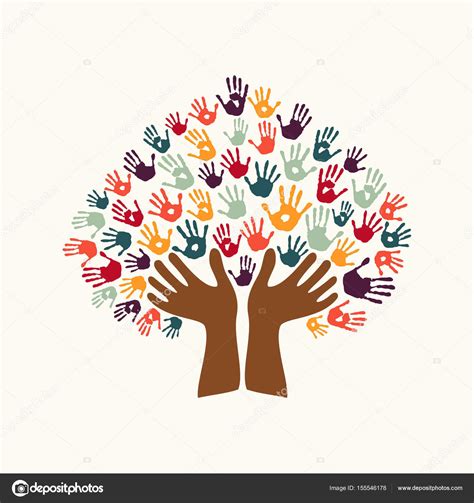 Hand print ethnic tree symbol of culture diversity ⬇ Vector Image by ...