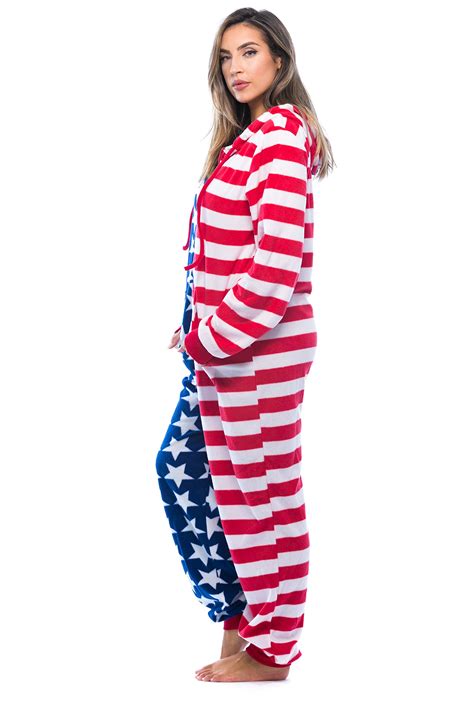 Followme American Flag Adult Onesie Pajamas Womens Flag Red Small