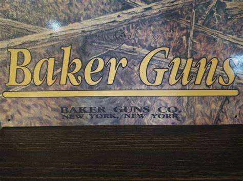 Vintage Baker Guns Co New York Tin Metal Sign Hunting Etsy