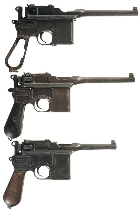 Three Mauser Semi Automatic Pistols A Frame And Barrel Assembly For A