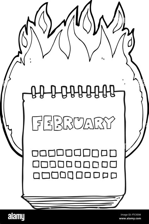 Freehand Drawn Black And White Cartoon Calendar Showing Month Of