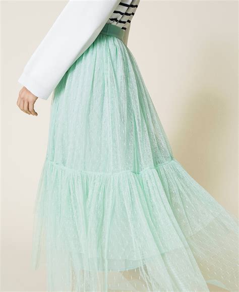 Plumetis Tulle Long Skirt Woman Green TWINSET Milano