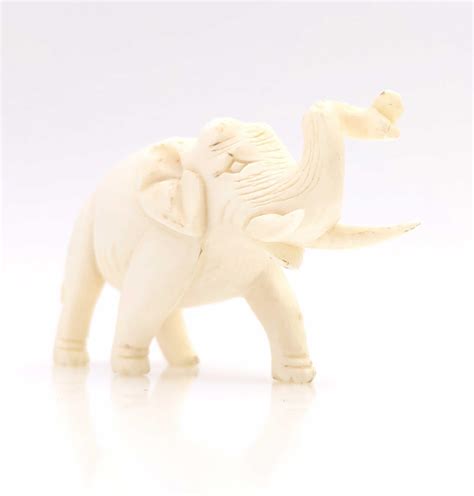 Lot Finely Hand Carved Ivory Elephant Figurine