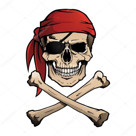 Pirate Skull And Crossbones Also Known As Jolly Roger Wearing A