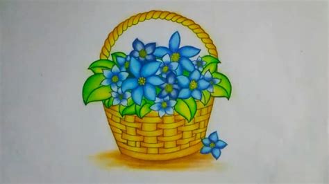 Two puppies and a bouquet of flowers. Flower Basket Drawing - How To Draw Flower Basket step by ...