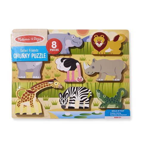 Melissa And Doug Wooden 8 Piece Safari Friends Chunky Puzzle