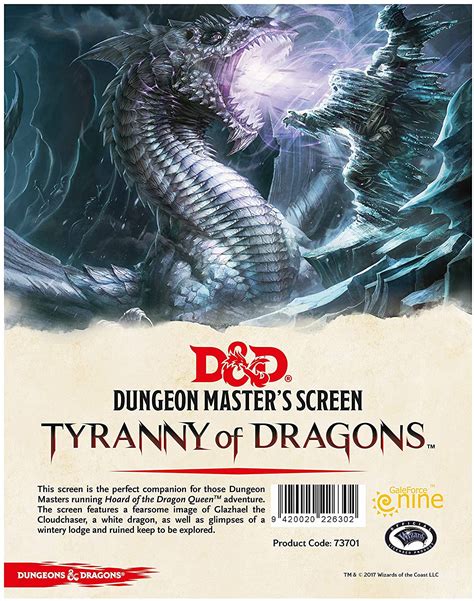 Dandd Dungeon Masters Screen Tyranny Of Dragons Hoard Of The Dragon
