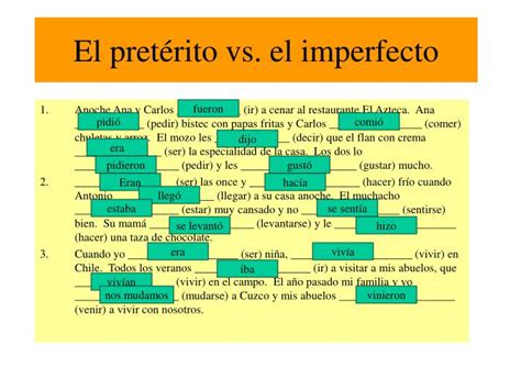 Ppt El Pretérito Vs El Imperfecto Powerpoint Presentation Free