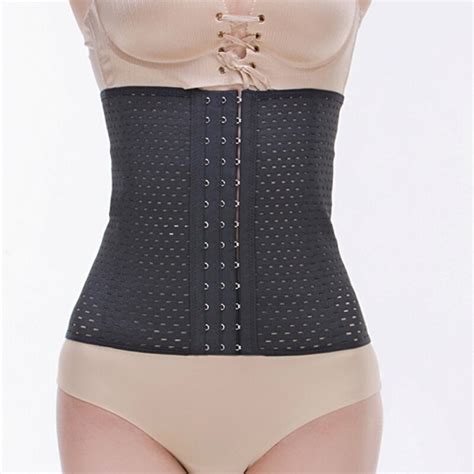 Waist Trainer Hollow Out Ventilate Elastic Gather Stomach Belly Corset Black Apricot Body Shaper