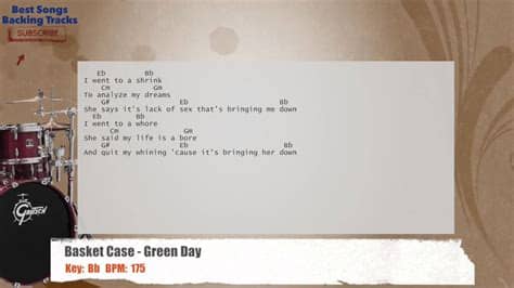 D majord a augmenteda do you have the time b minorbm f# minorf#m to listen to me whine g+g d majord about nothing and. Basket Case - Green Day Drums Backing Track with chords ...
