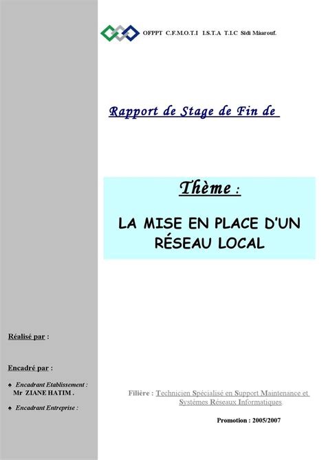 Exemple De Rapport De Stage Ouvrier