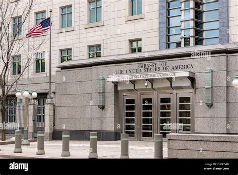 The United Of America Us Embassy Building Facade In Ottawa Hi Res Stock