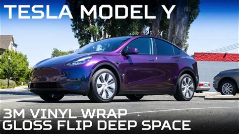 Tesla Model Y 3m Vinyl Wrap Film Gloss Flip Deep Space Youtube