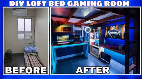 Diy Loft Bed Budget Dream Gaming Room Setup Small Bedroom Makeover