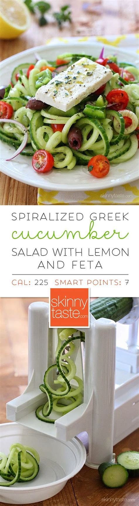 Spiralized Greek Cucumber Salad With Lemon And Feta Recipe