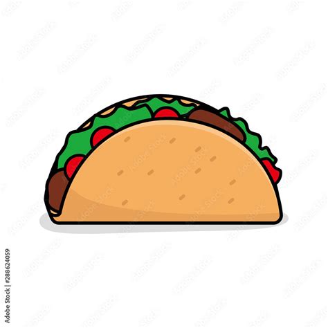 Taco Vector Illustration Isolated On White Background Taco Clip Art