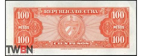 Billete Cuba P 93a 100 Pesos 1959 Sc Francisco Vicente Aguilera