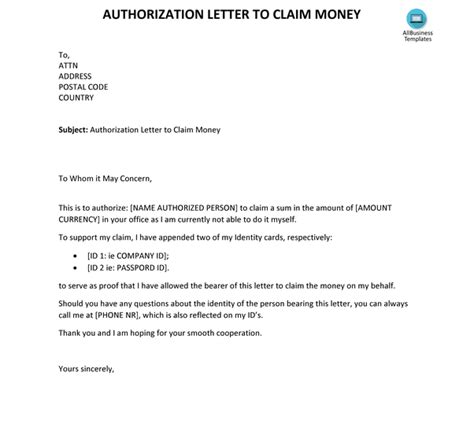 A letter of authority is a legal document that can be written in a formal language that authorises a third party, usually known as the 'agent', to communicate with. How to write an authorization letter to claim money - Quora
