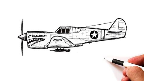 How To Draw A Ww2 Fighter Plane Curtiss P 40 Warhawk Youtube