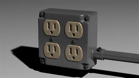 Electrical Junction Box With Grounded Ac Plugs 3d Model