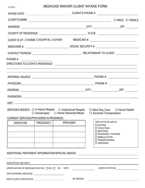 Free Client Intake Forms In Pdf Ms Word Excel