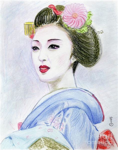 A Maiko Girl Drawing By Yoshiko Mishina Fine Art America