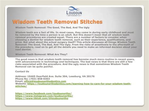 Ppt Wisdom Teeth Removal Stitches Powerpoint Presentation Free