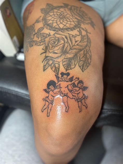 Black Angels Tattoo In 2023 Angel Tattoo Tattoos Flower Tattoo