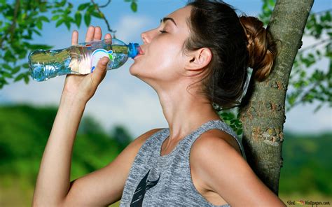 woman model drinking water 4k wallpaper download