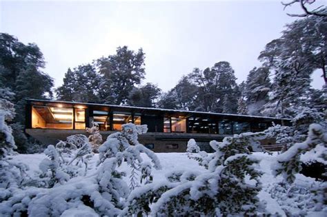 Metal Glass And Wood Homes In Snow Modern House Designs